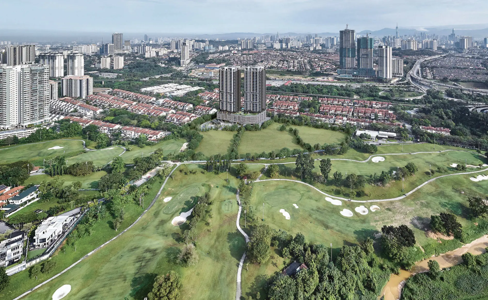 Aerial view across Bukit Jalil golf course