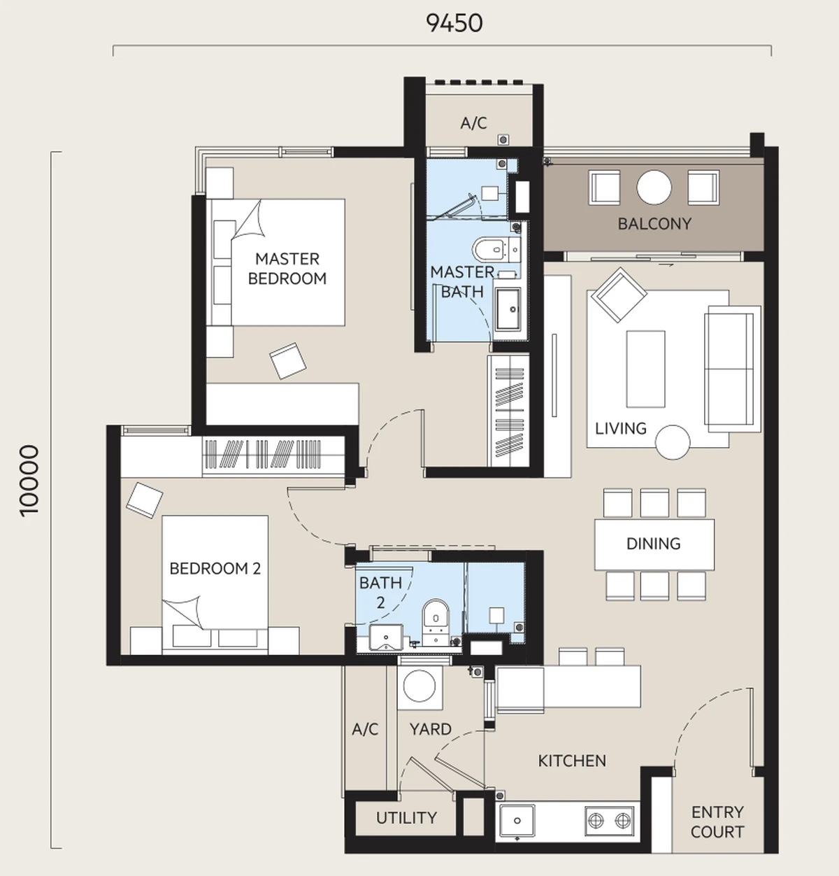Type A · 2 bedrooms